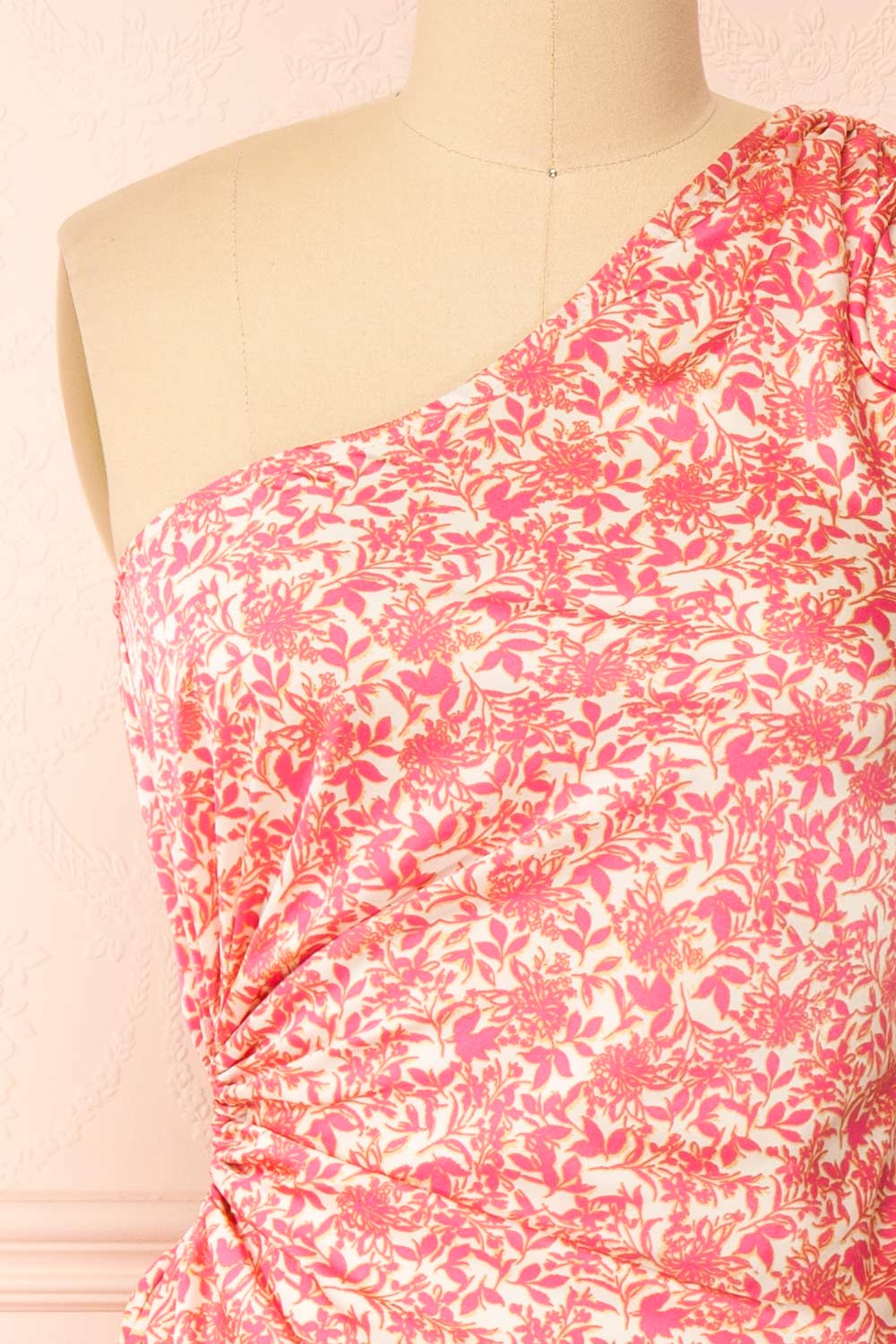 Marion One-Shoulder Floral Satin Midi Dress | Boutique 1861 side