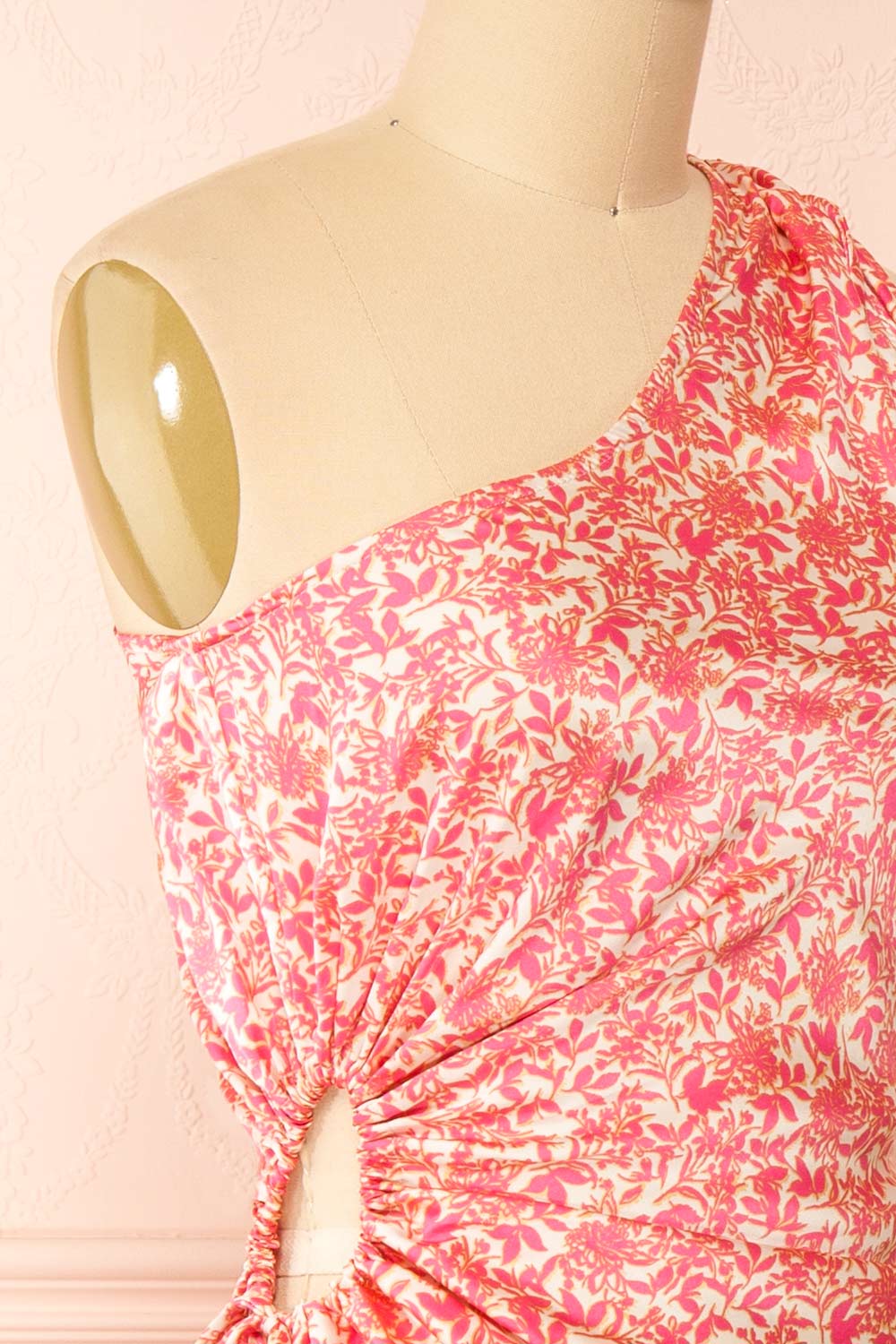 Marion One-Shoulder Floral Satin Midi Dress | Boutique 1861 front