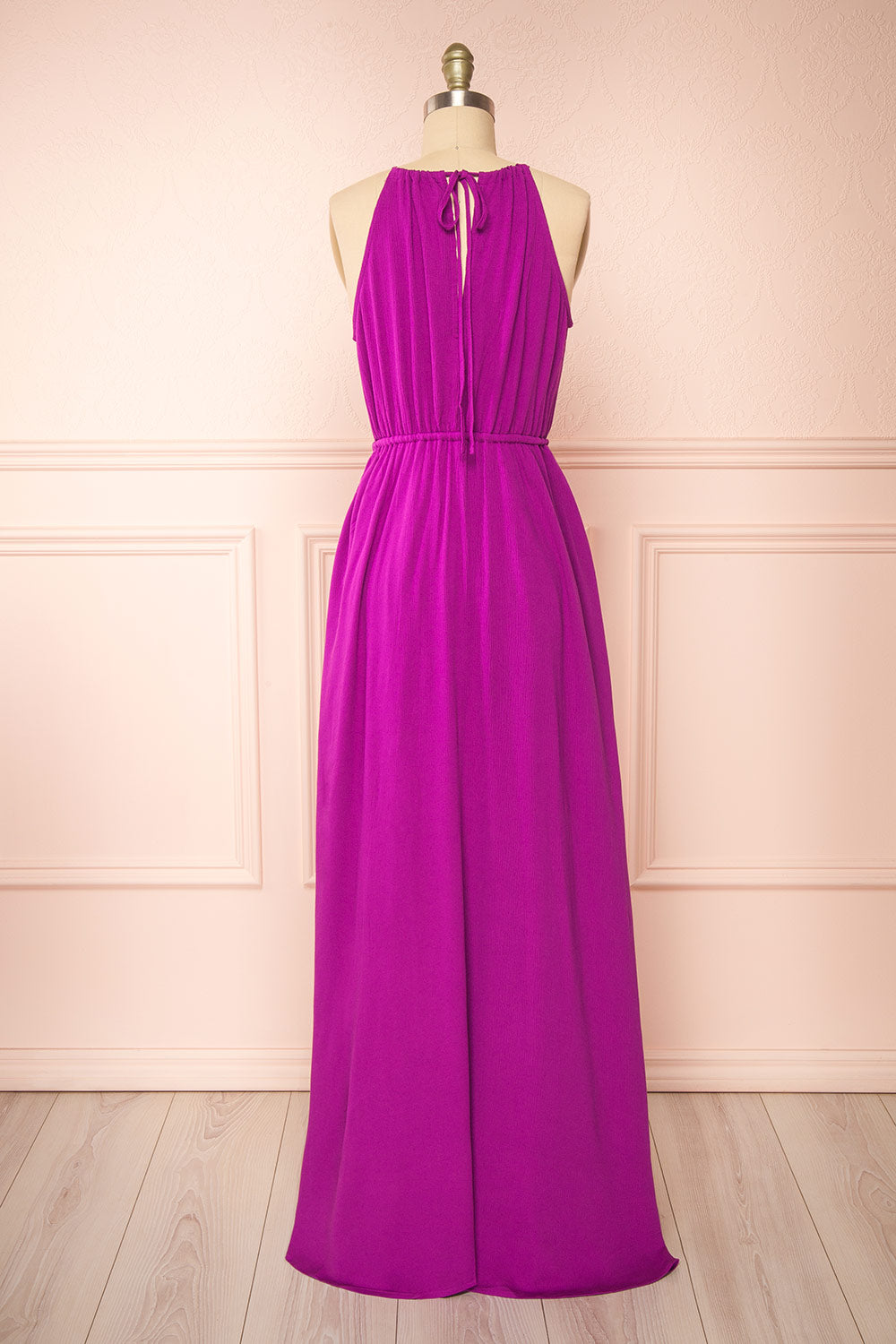 Mariposa Purple Chiffon Maxi Halter Dress | Boutique 1861 back view
