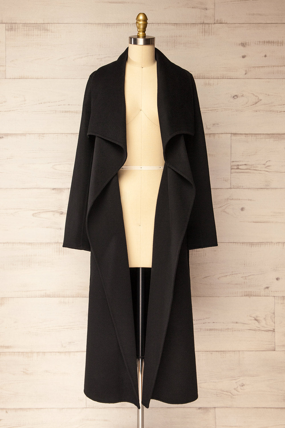 Marius Long Black Wool Coat | La petite garçonne open