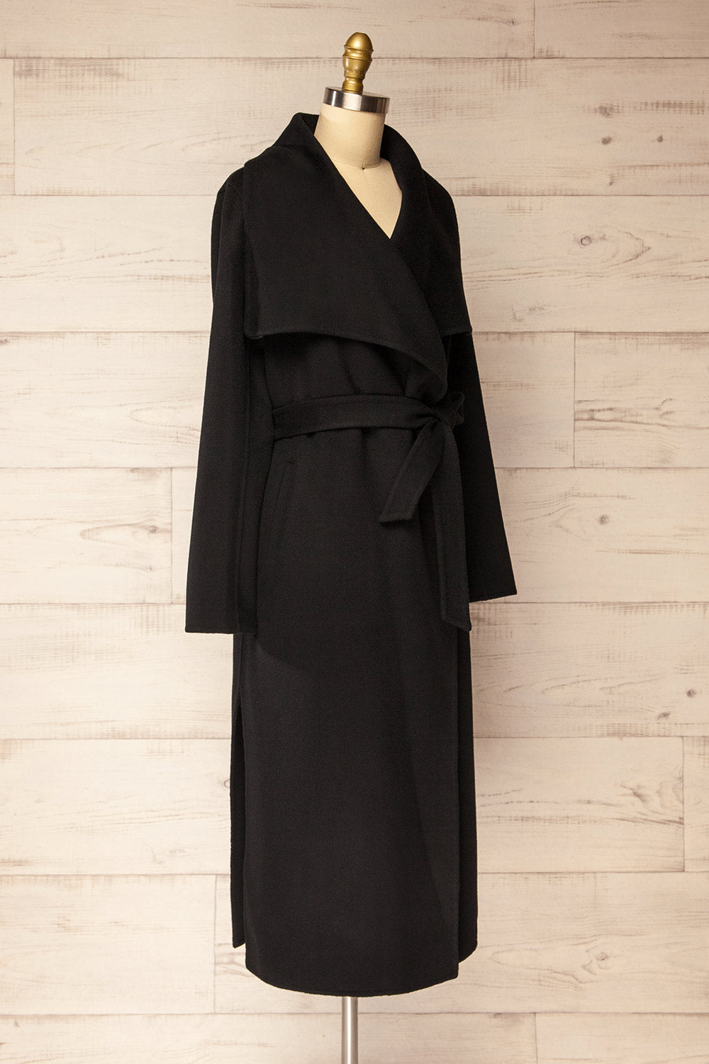 Marius Long Black Wool Coat | La petite garçonne side view