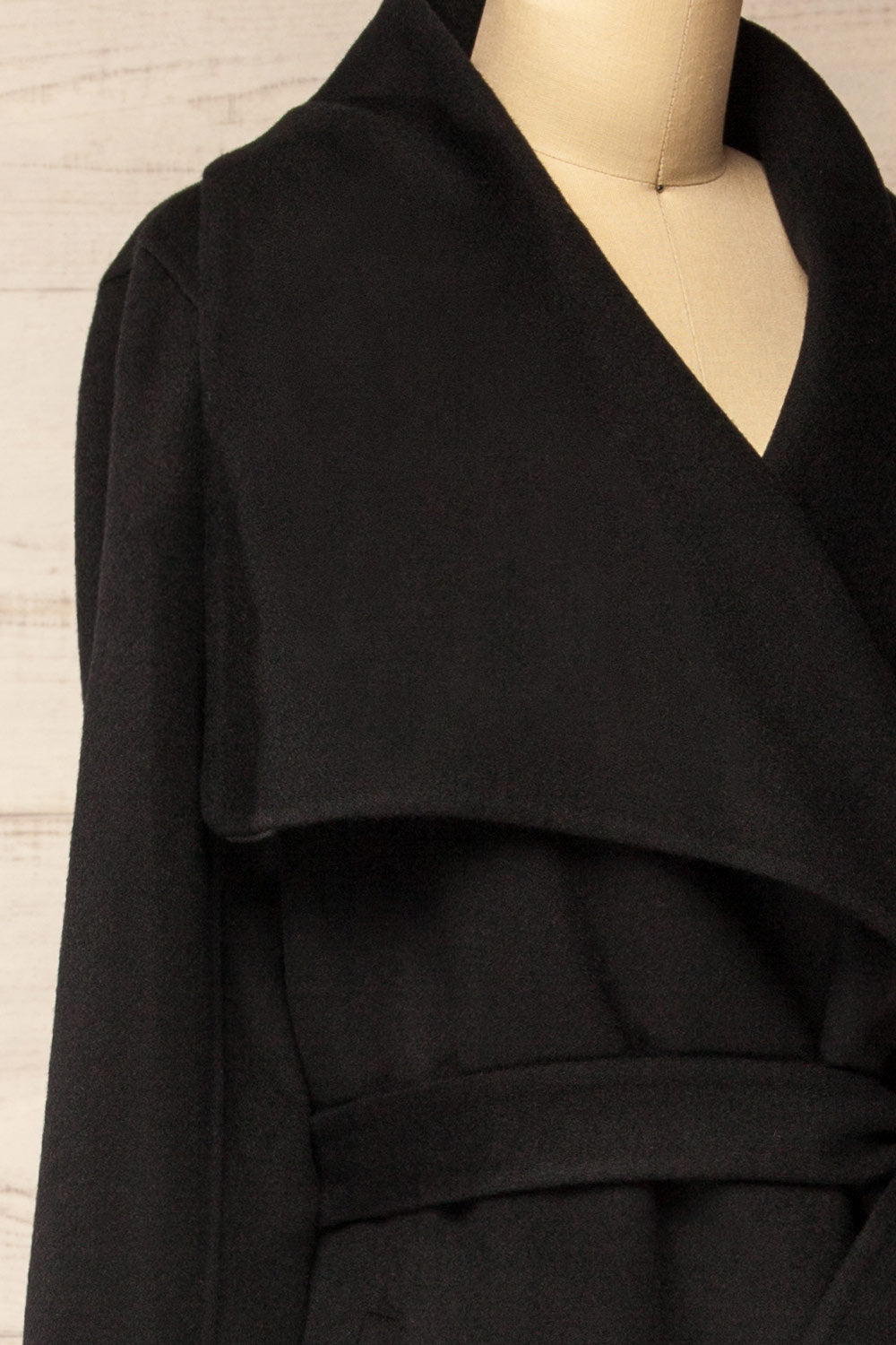 Marius Long Black Wool Coat | La petite garçonne side