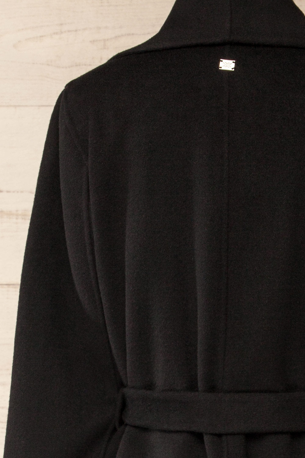 Marius Long Black Wool Coat | La petite garçonne back close-up