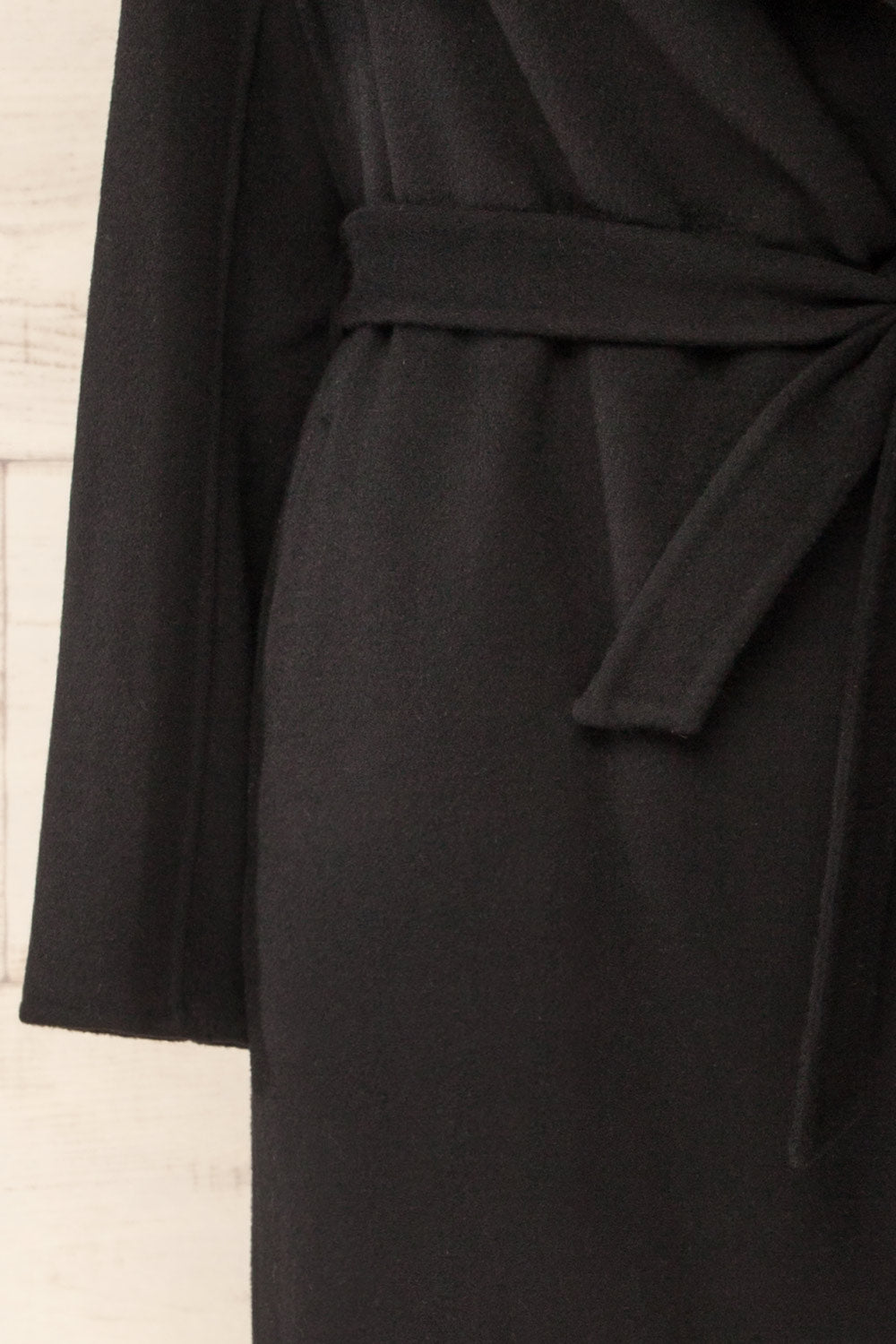 Marius Long Black Wool Coat | La petite garçonne sleeve