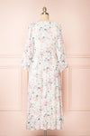 Marla Long Sleeve White Floral Midi Dress | Boutique 1861 back view