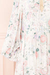Marla Long Sleeve White Floral Midi Dress | Boutique 1861 sleeve