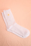 Marsha White Crew Sock with Daisy | Boutique 1861