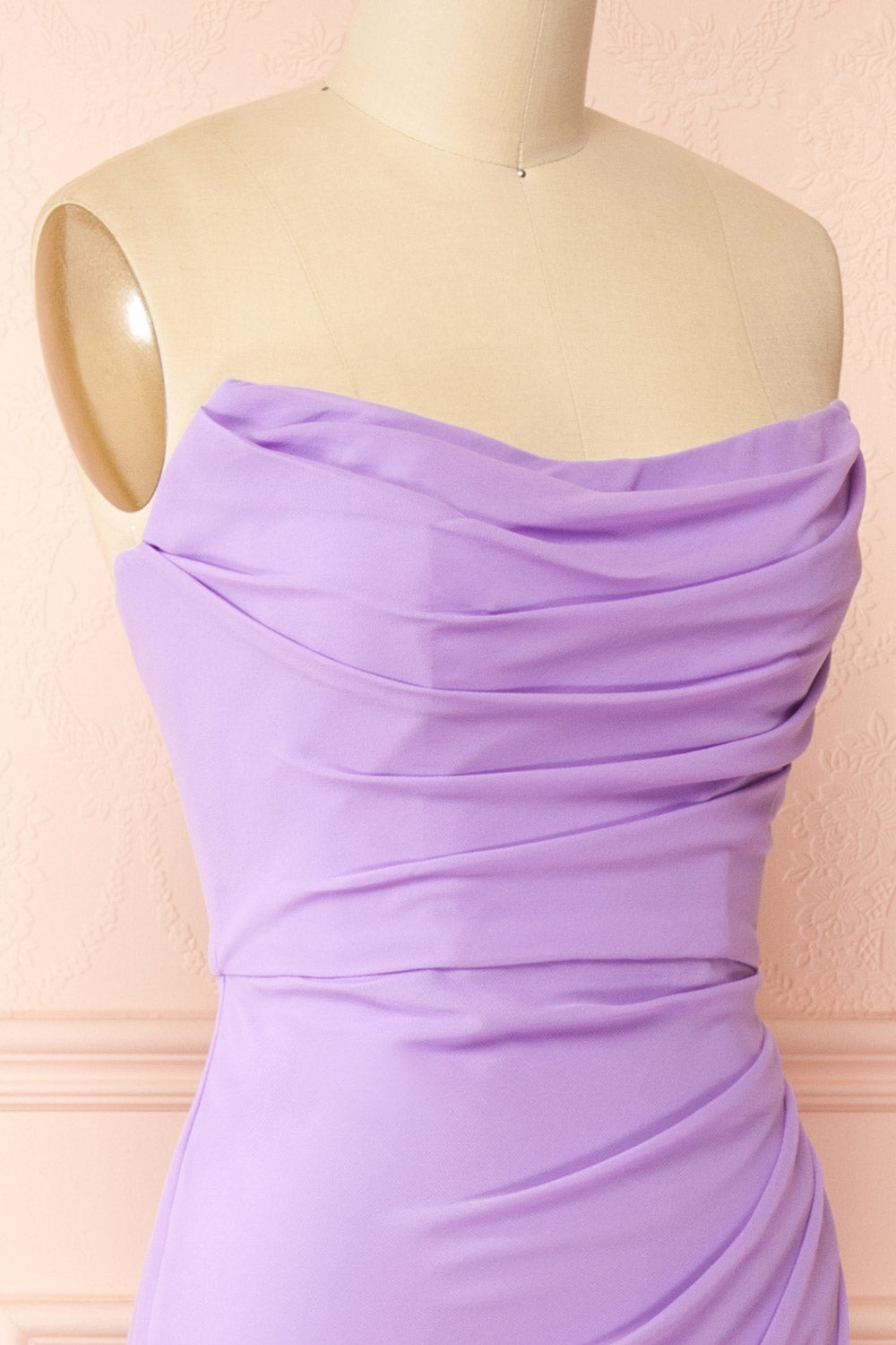 Marylin Lavender Mermaid Draped Chiffon Dress | Boutique 1861 side