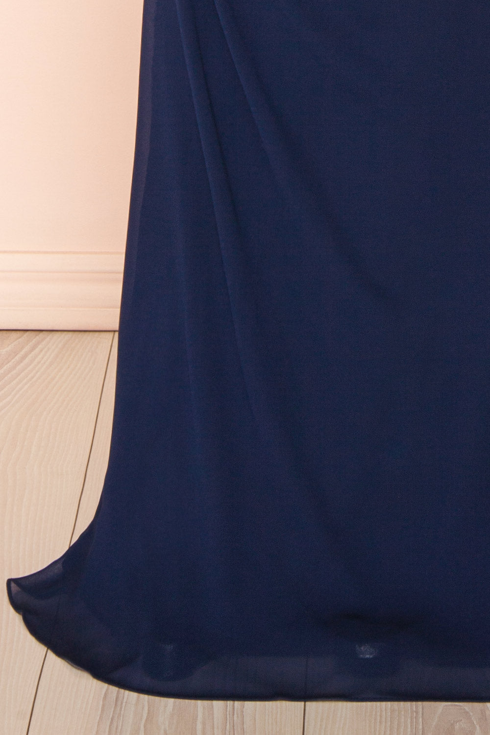 Marylin Navy Mermaid Draped Chiffon Dress | Boutique 1861 bottom