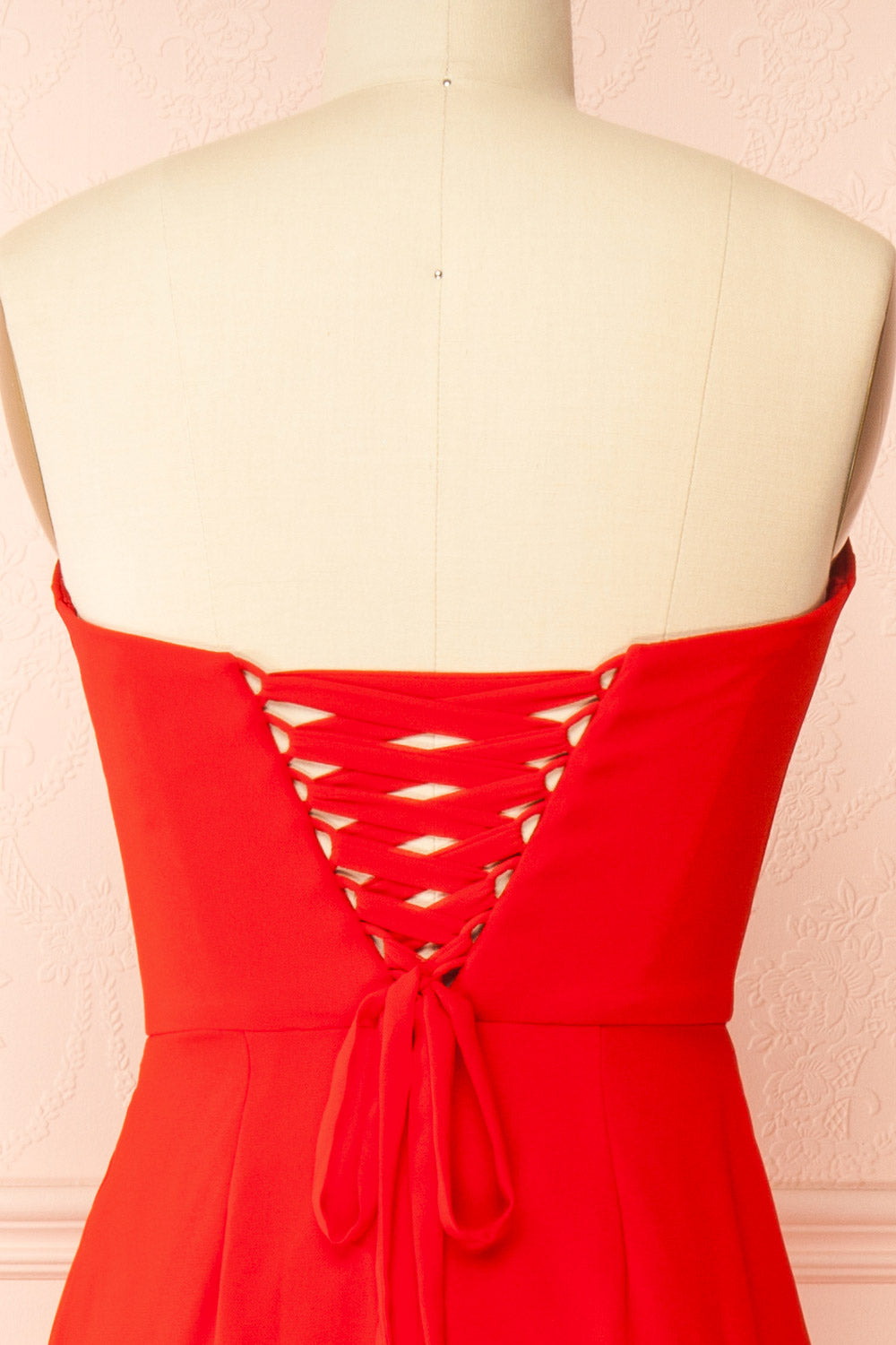 Marylin Red Mermaid Draped Chiffon Dress | Boutique 1861 back