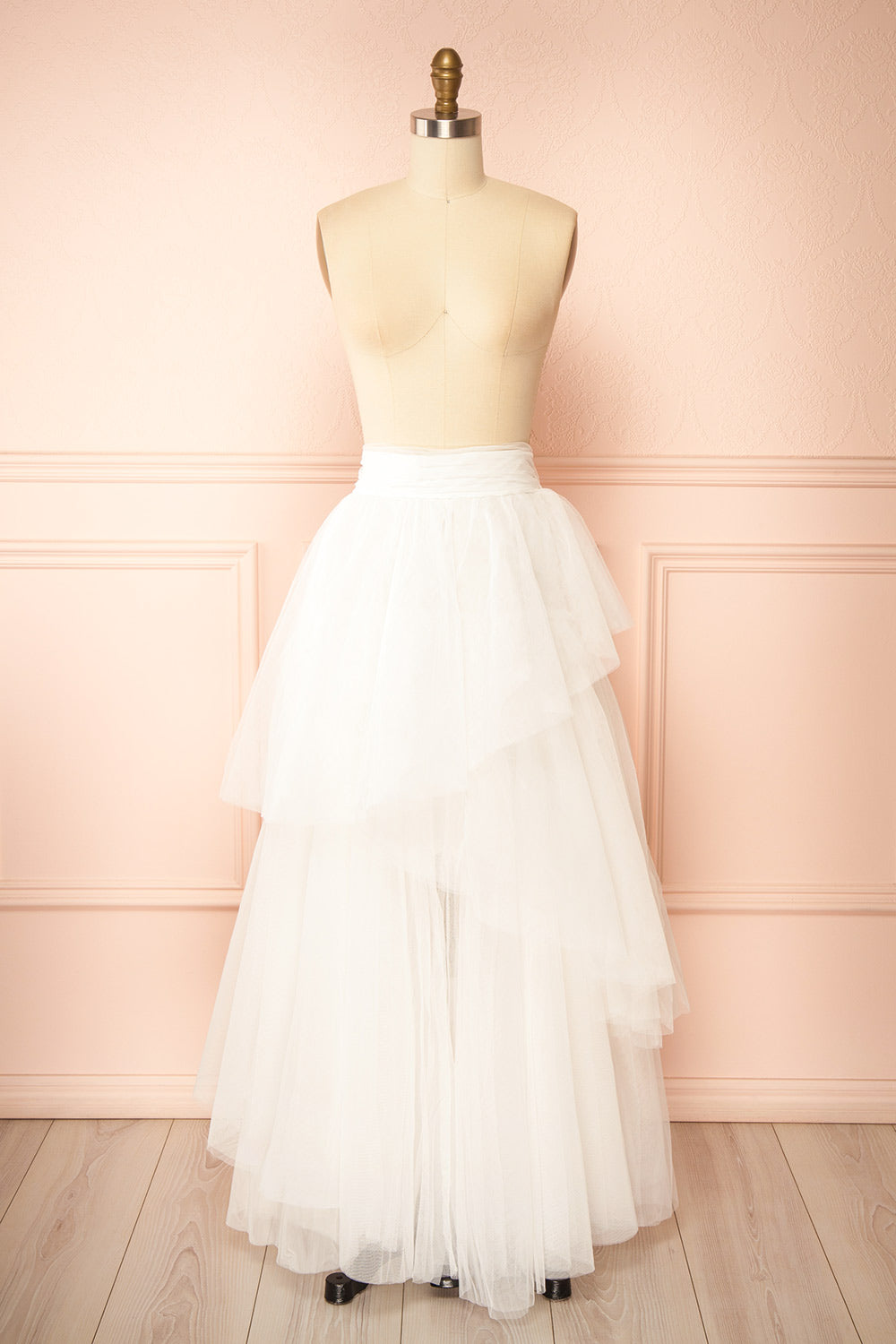 Masako Maxi White Tulle Layered Skirt | Boudoir 1861 front view