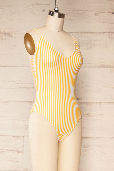 Maseru Yellow Striped One-Piece Swimsuit | La petite garçonne side view