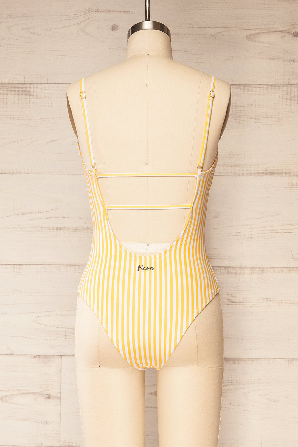 Maseru Yellow Striped One-Piece Swimsuit | La petite garçonne back view