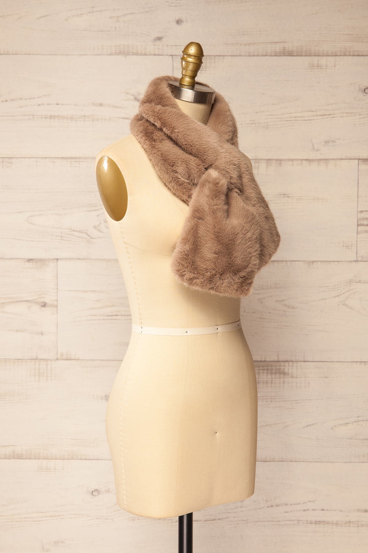 side view of Matane Faux Fur Pull-Through Scarf at La petite garçonne