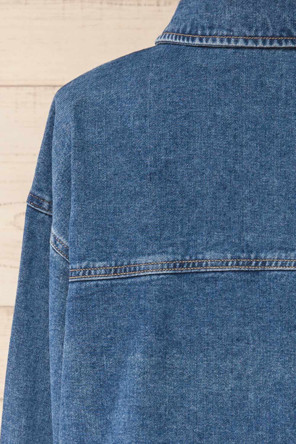 Matera Medium Wash Denim Button-Up Jacket with Pockets | La petite garçonne back