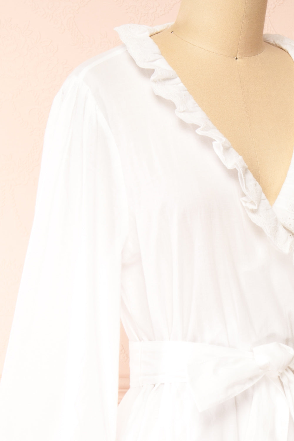 Matilda White Dressing Gown w/ Pockets | Boutique 1861 side