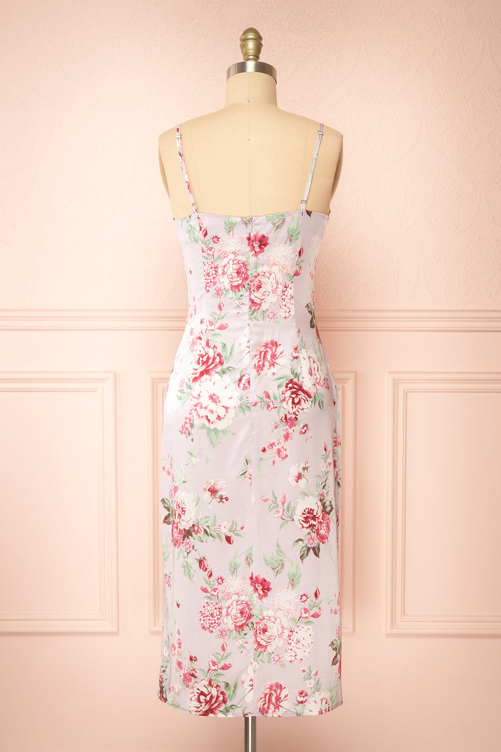 Mauvali Cowl Neck Floral Midi Dress | Boutique 1861 back view
