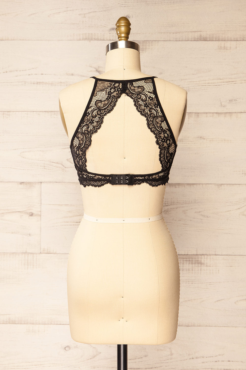 Maven Black Lace Halter Bralette | La petite garçonne back view