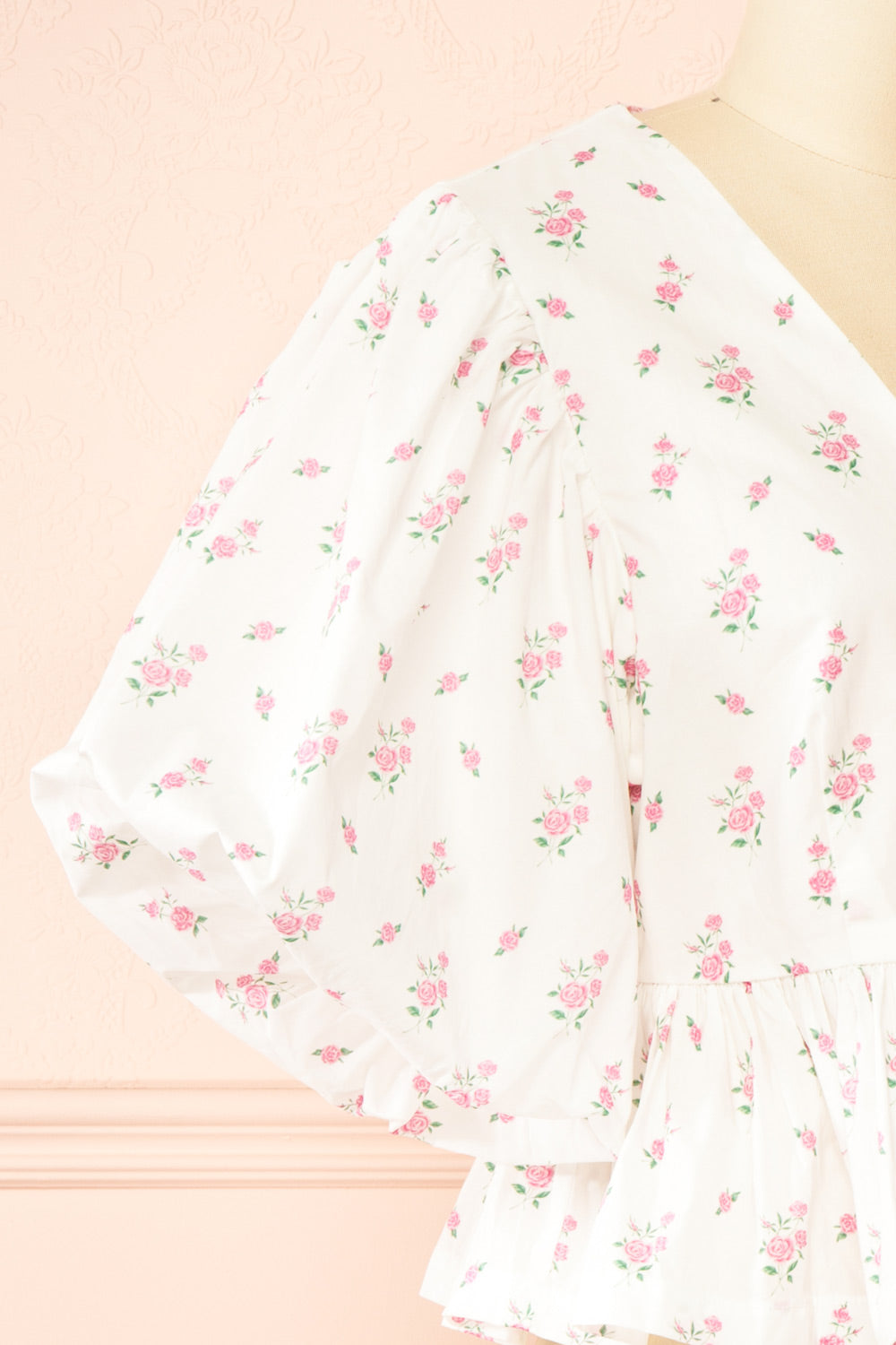 Mayssa Pink Floral Tie-Front Blouse | Boutique 1861 side