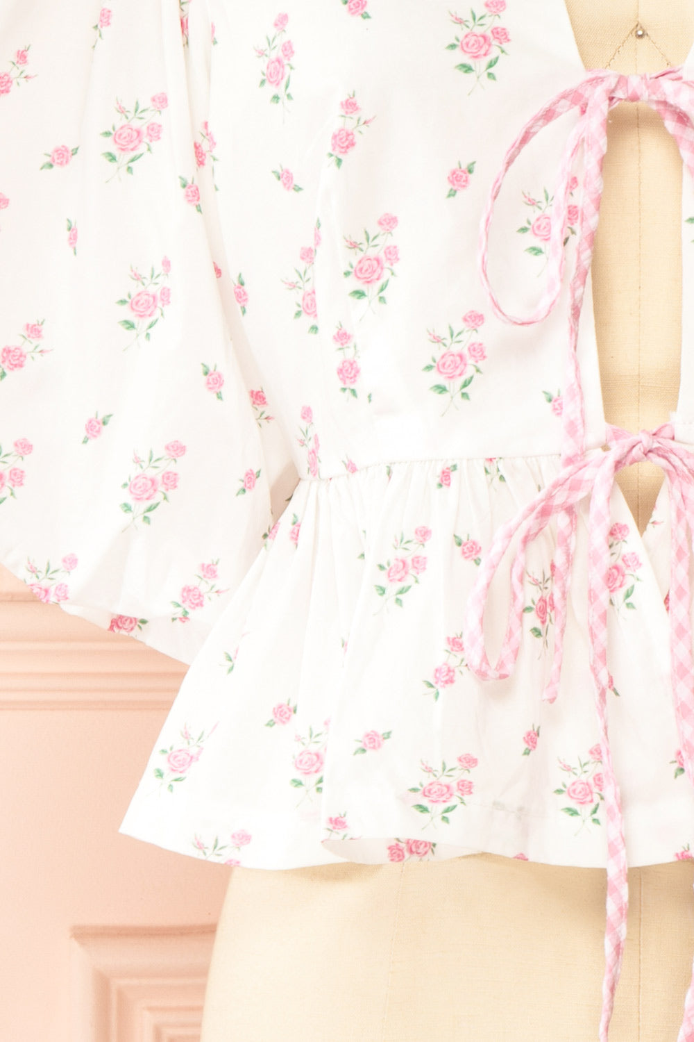 Mayssa Pink Floral Tie-Front Blouse | Boutique 1861 bottom