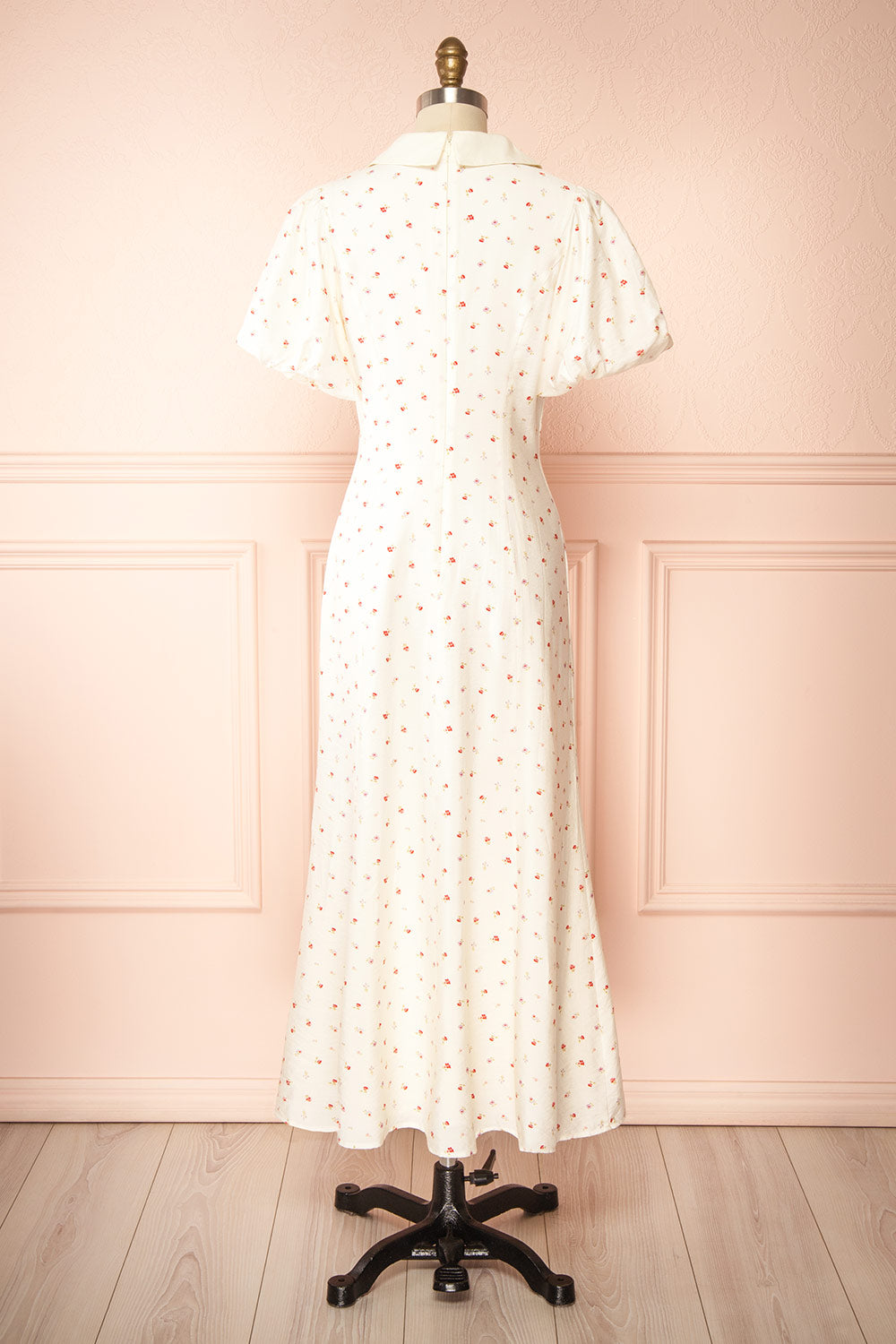 Mayumi Ivory Floral Maxi Dress with Bow Detail | Boutique 1861 back view