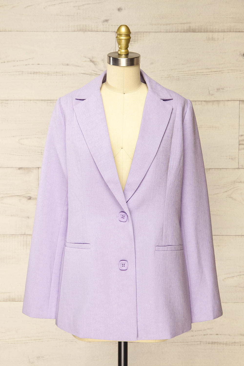 McMurray Lilac Textured Blazer w/ Square Buttons | La petite garçonne front view