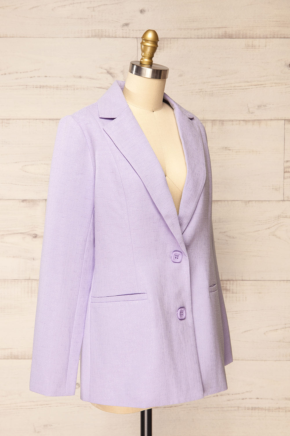 McMurray Lilac Textured Blazer w/ Square Buttons | La petite garçonne side view