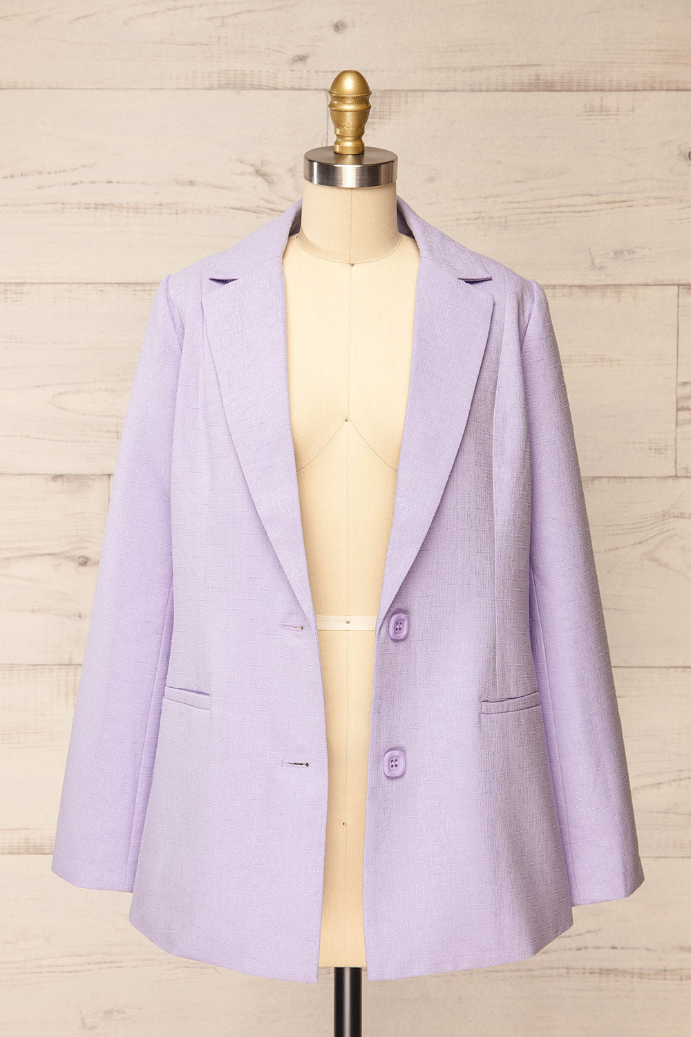 McMurray Lilac Textured Blazer w/ Square Buttons | La petite garçonne open view