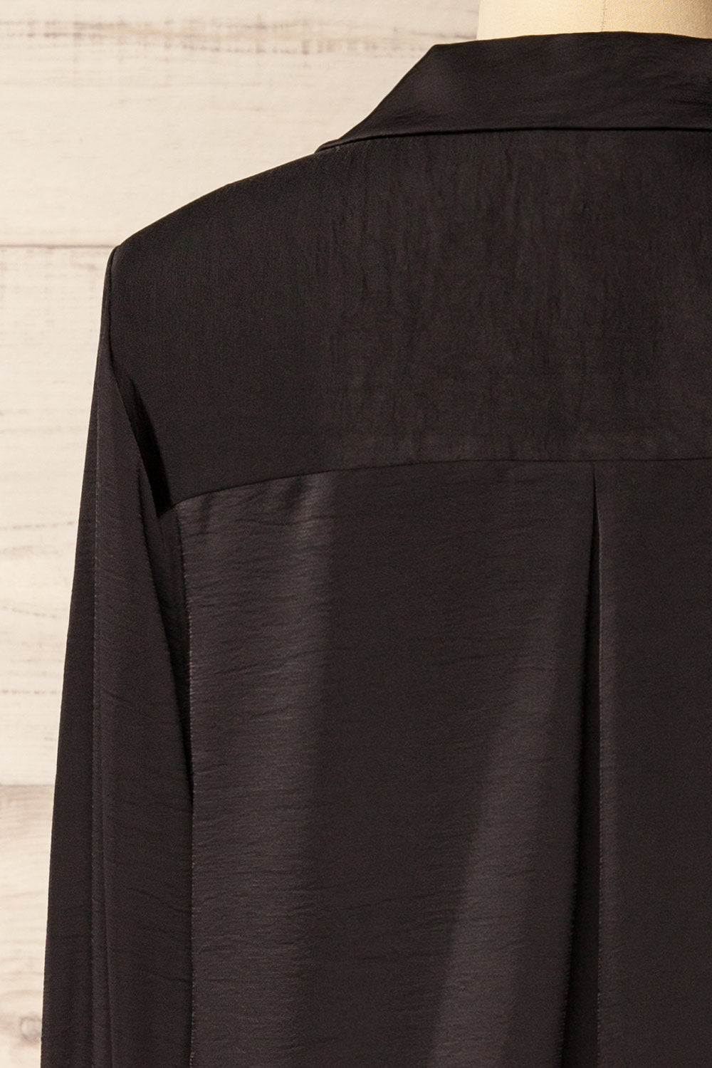 Medan Black Buttoned-Up Satin Blouse | La petite garçonne back