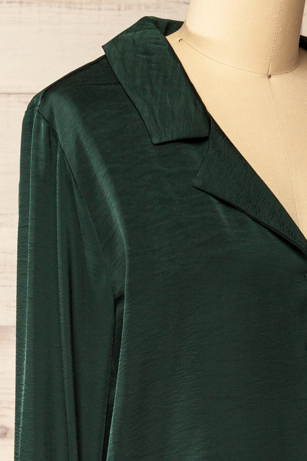 Medan Green Buttoned-Up Satin Blouse | La petite garçonne side