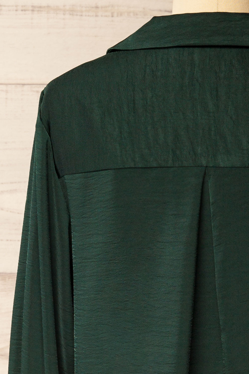 Medan Green Buttoned-Up Satin Blouse | La petite garçonne back