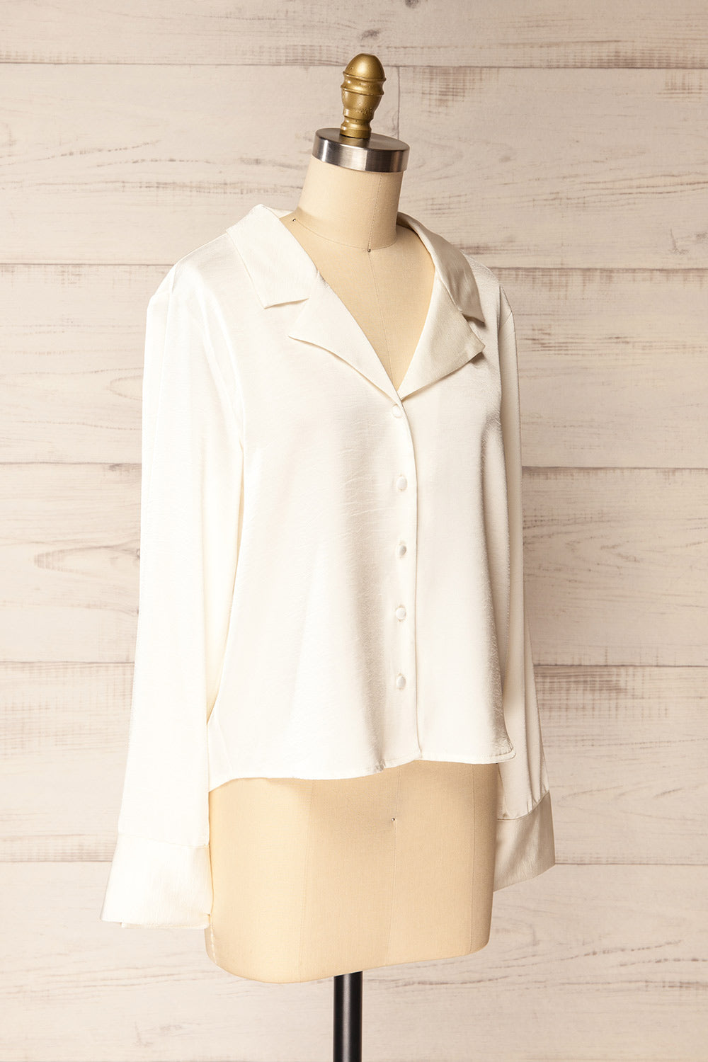 Medan Ivory Buttoned-Up Satin Blouse | La petite garçonne side view
