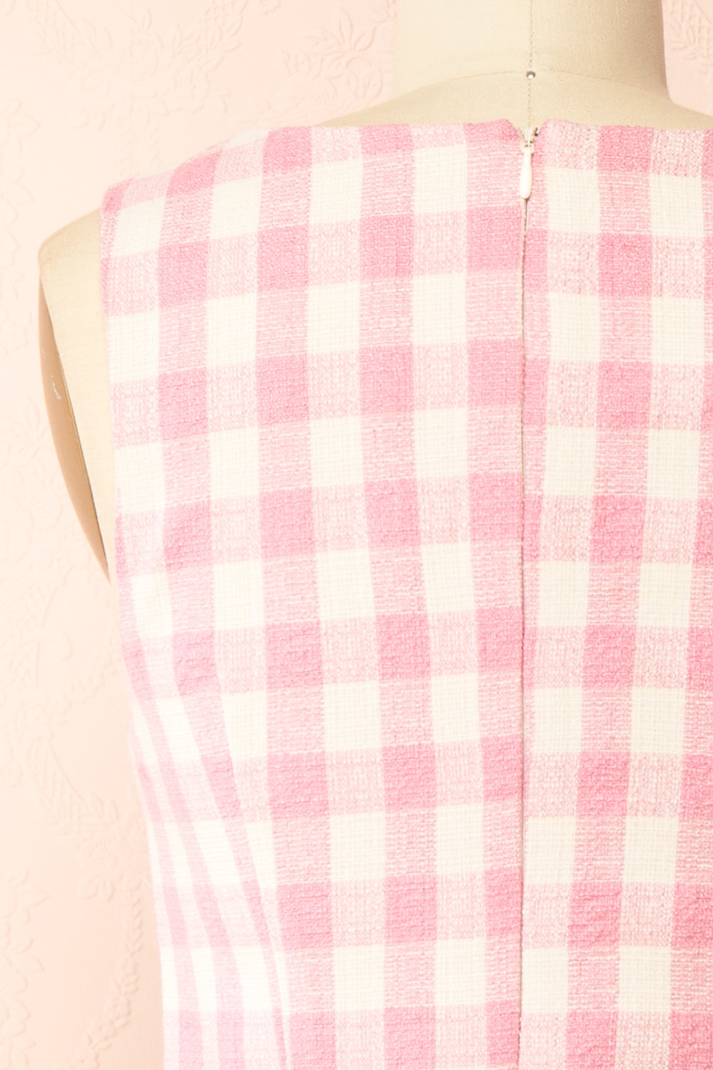 Medina Short Pink Tweed Gingham Dress | Boutique 1861 back