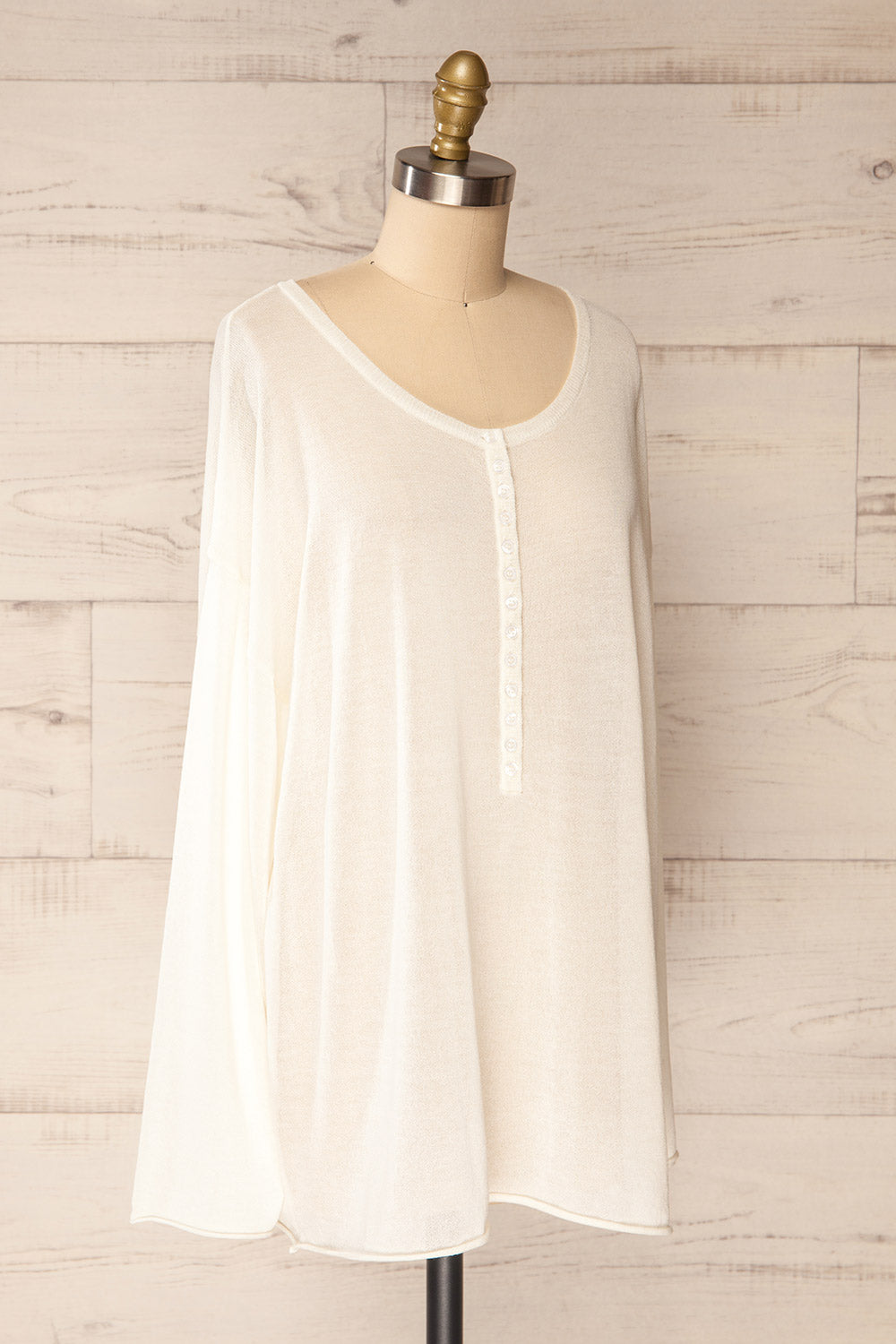 Melbourne Ivory Sheer Long Sleeve Top | La petite garçonne side view