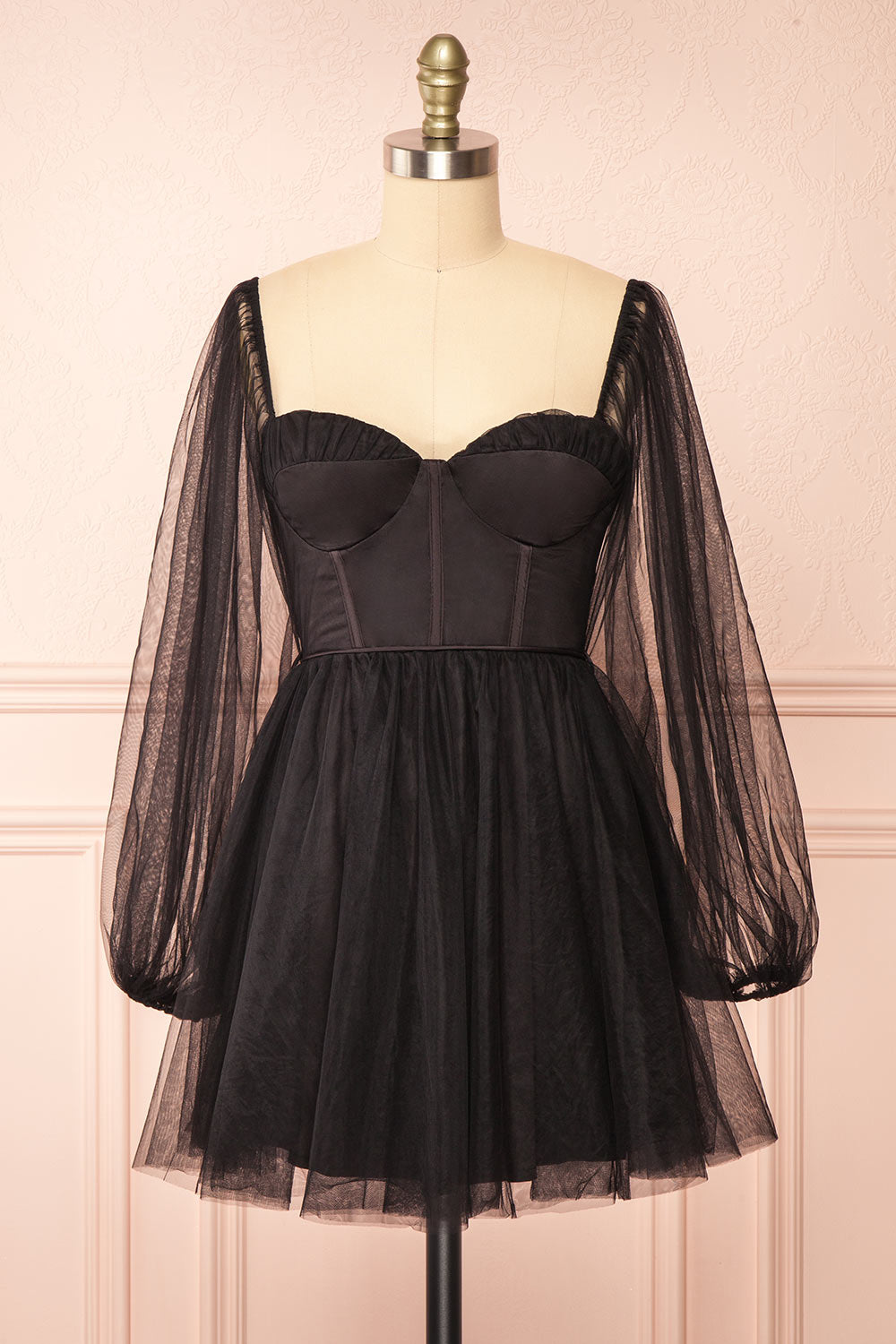 Melilla Black Short Tulle Dress w/ Satin Corset Boutique 1861