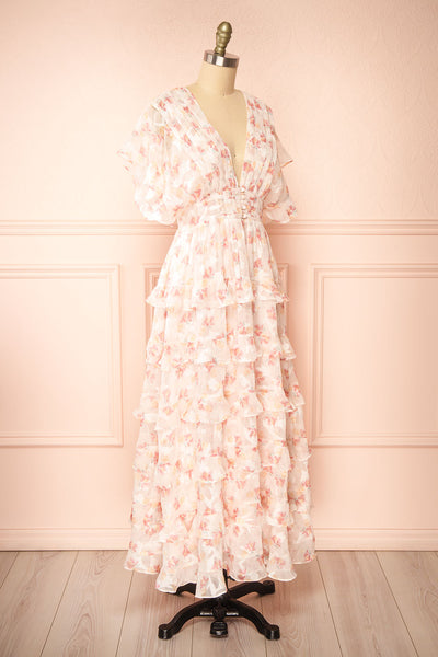 Melina Floral Maxi Dress w/ Ruffles | Boutique 1861 side view