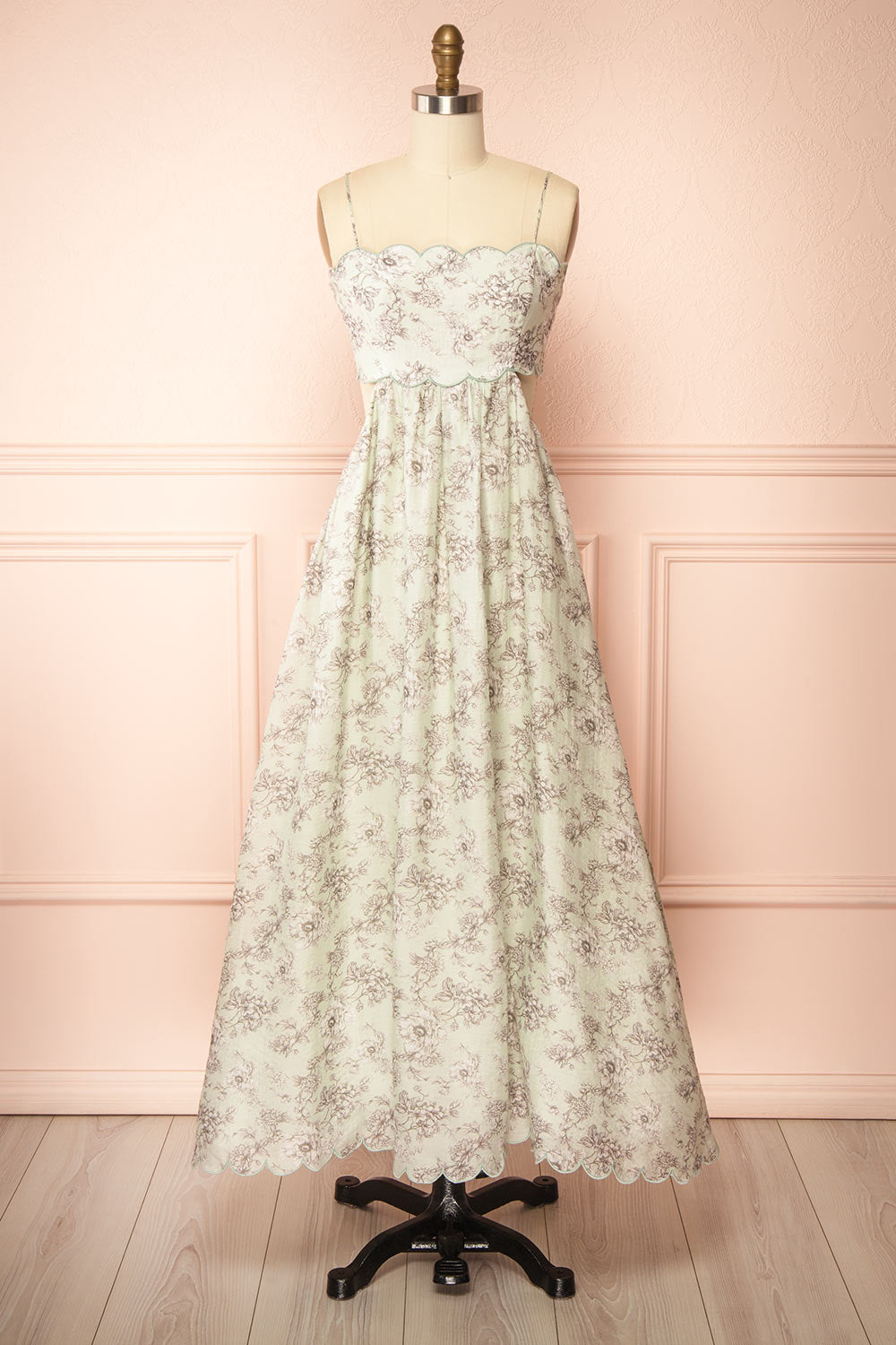 Manela Long A-Line Floral Dress with Back Cut-Out | Boutique 1861 front view