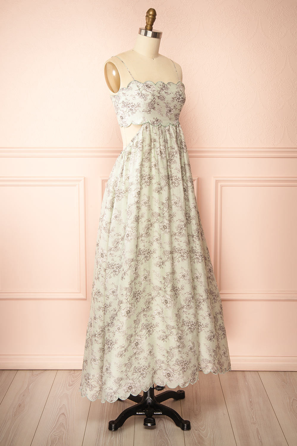 Manela Long A-Line Floral Dress with Back Cut-Out | Boutique 1861 side view