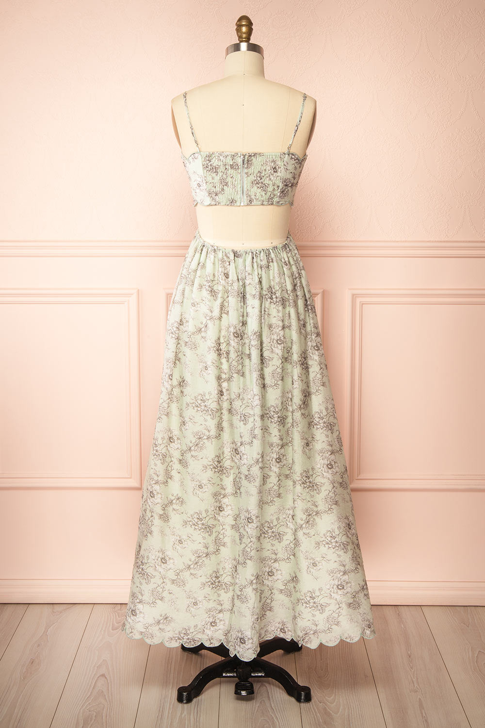 Manela Long A-Line Floral Dress with Back Cut-Out | Boutique 1861 back view