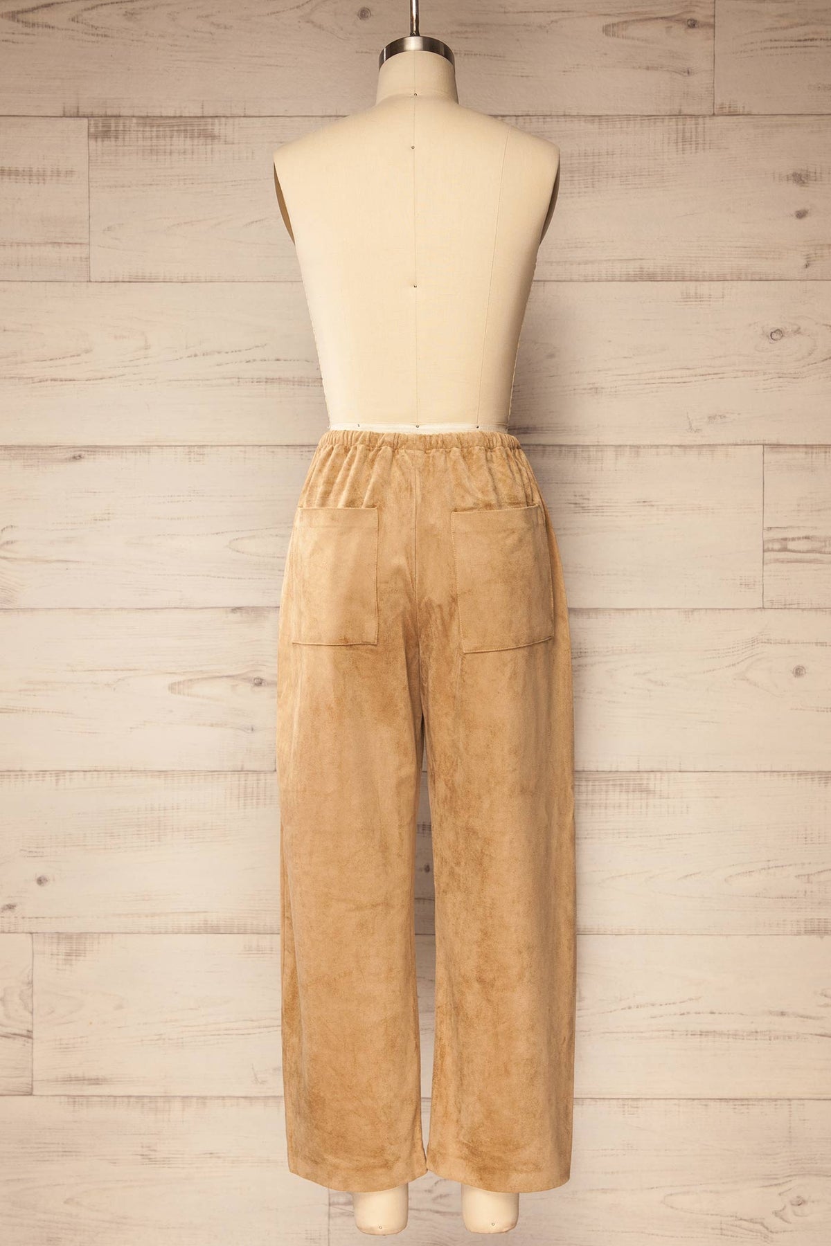 back view of Merasheen Beige Faux Suede Pants at La petite garçonne