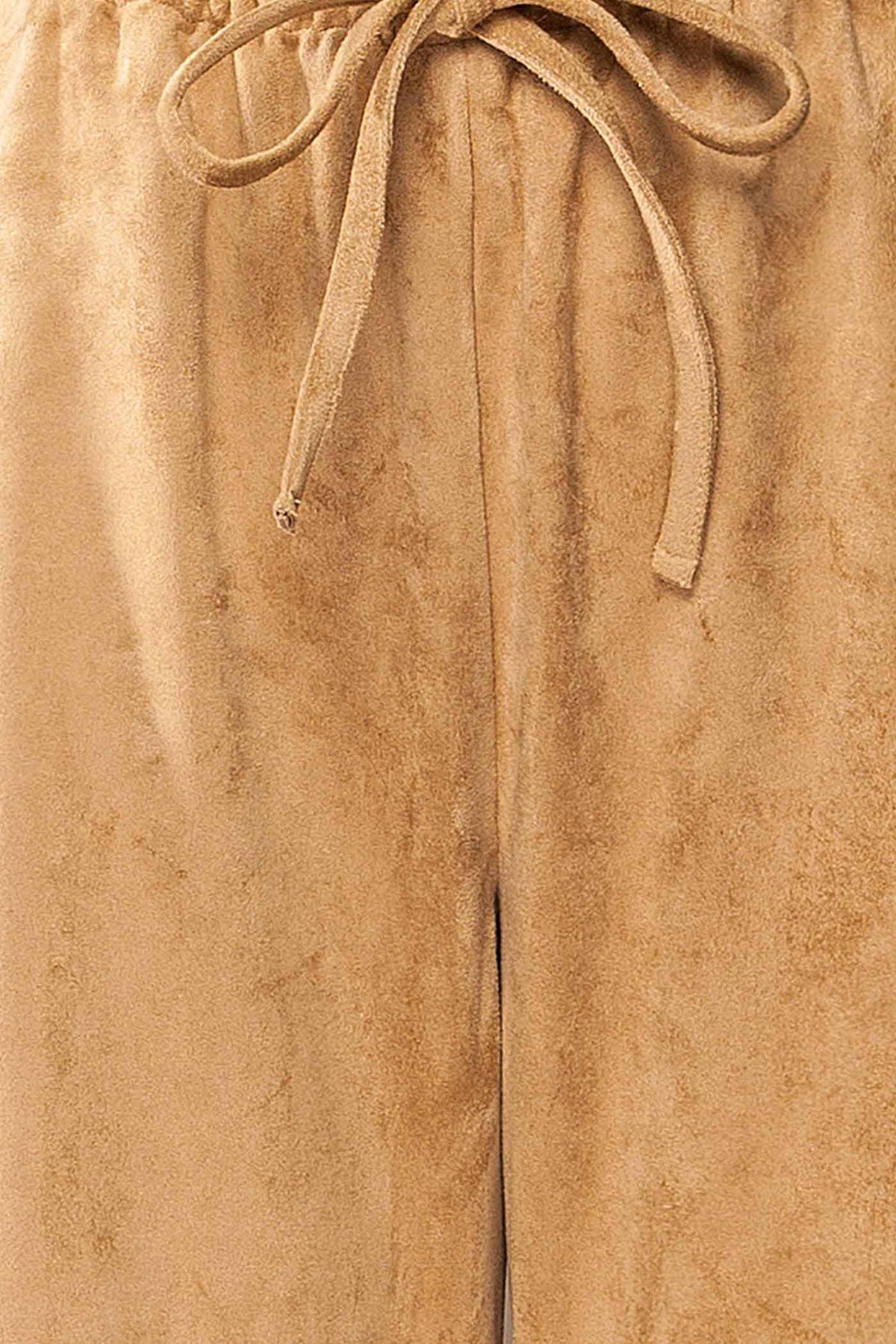 fabric view of Merasheen Beige Faux Suede Pants at La petite garçonne