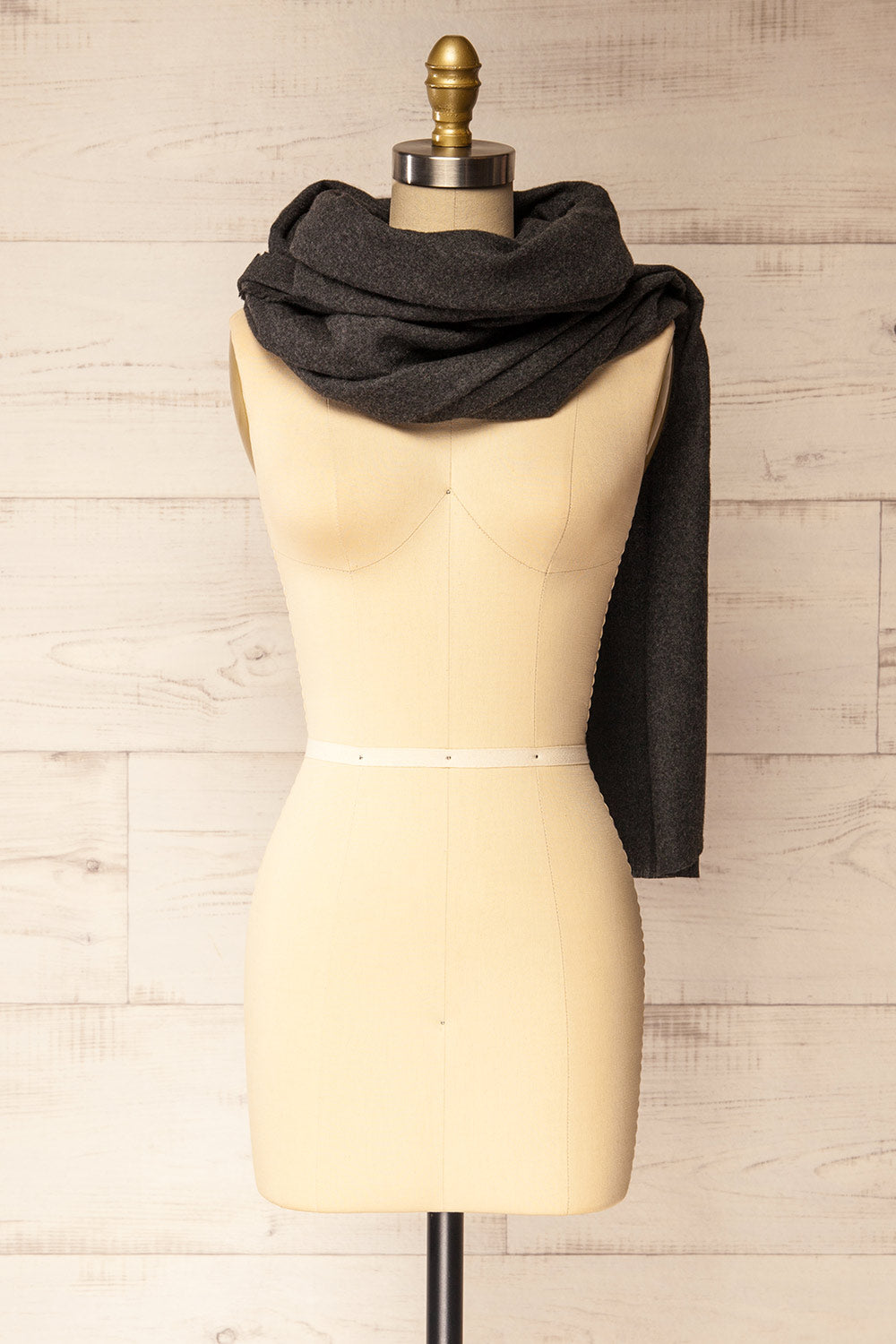 Mercure Charcoal Soft Woven Scarf | La petite garçonne side view