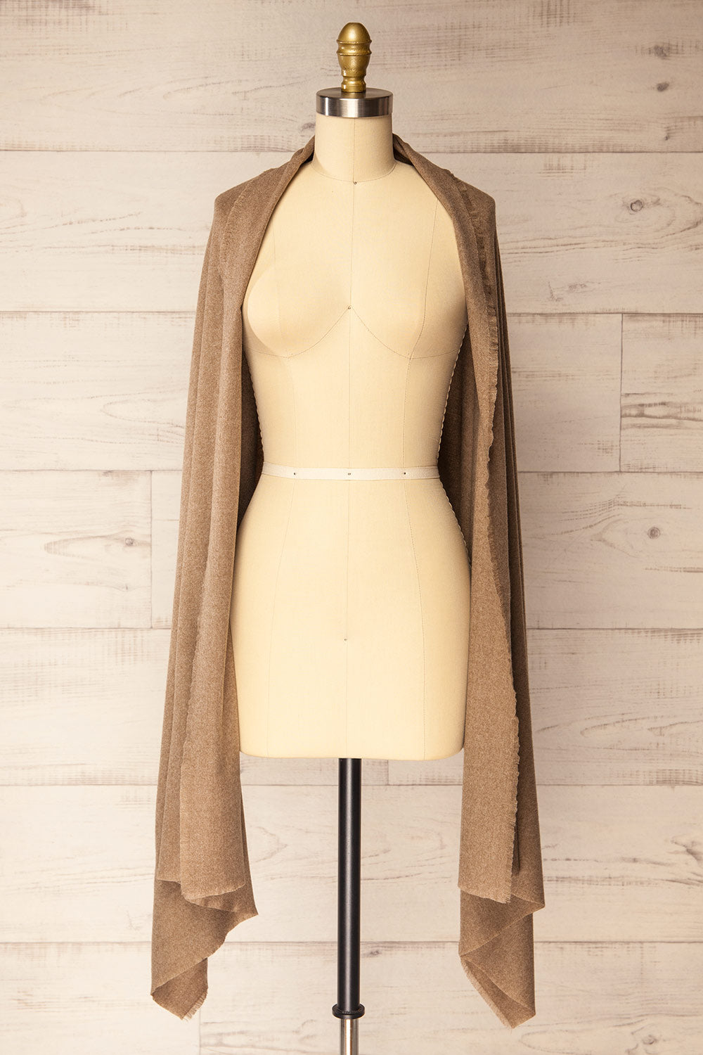 Mercure Taupe Soft Woven Scarf | La petite garçonne shawl view