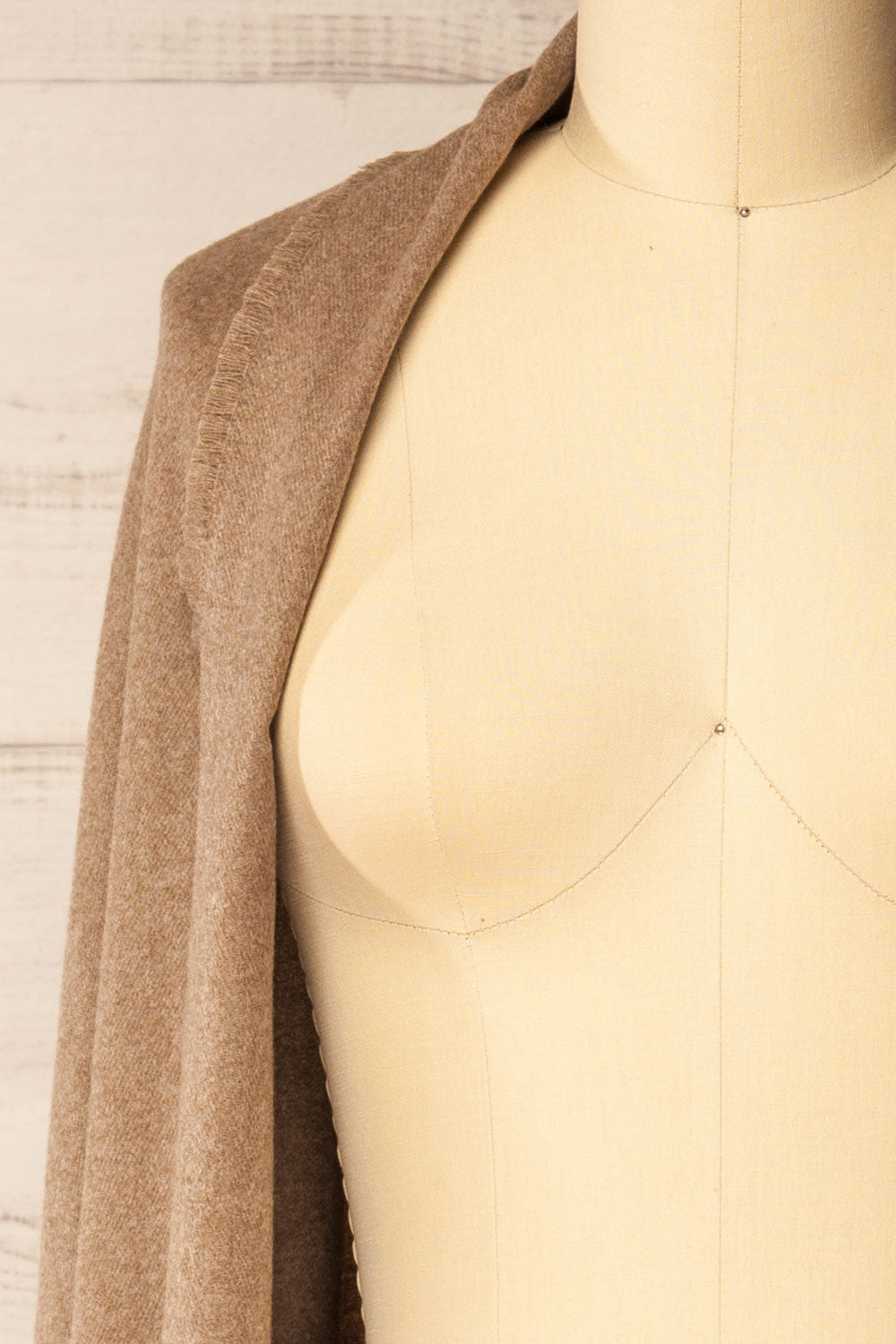 Mercure Taupe Soft Woven Scarf | La petite garçonne side view shawl