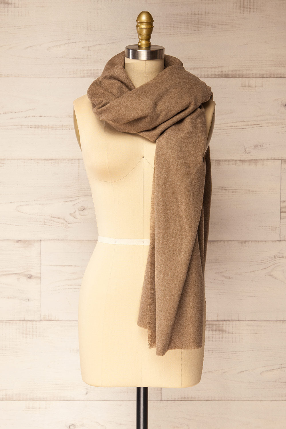 Mercure Taupe Soft Woven Scarf | La petite garçonne side view