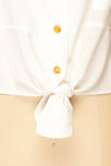 Merempah White Crop Top w/ Front Tie | La petite garçonne bottom