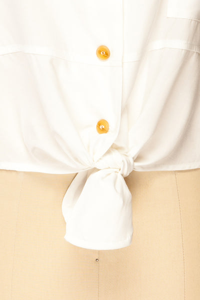Merempah White Crop Top w/ Front Tie | La petite garçonne bottom