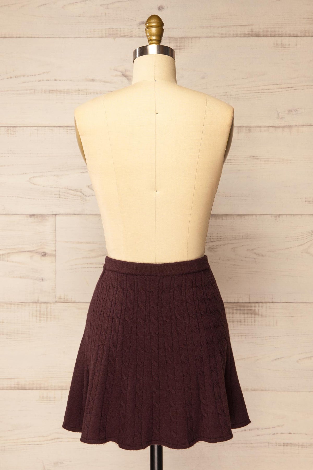 back view of Meridor Brown Cable Knit Short Skirt at La petite garçonne