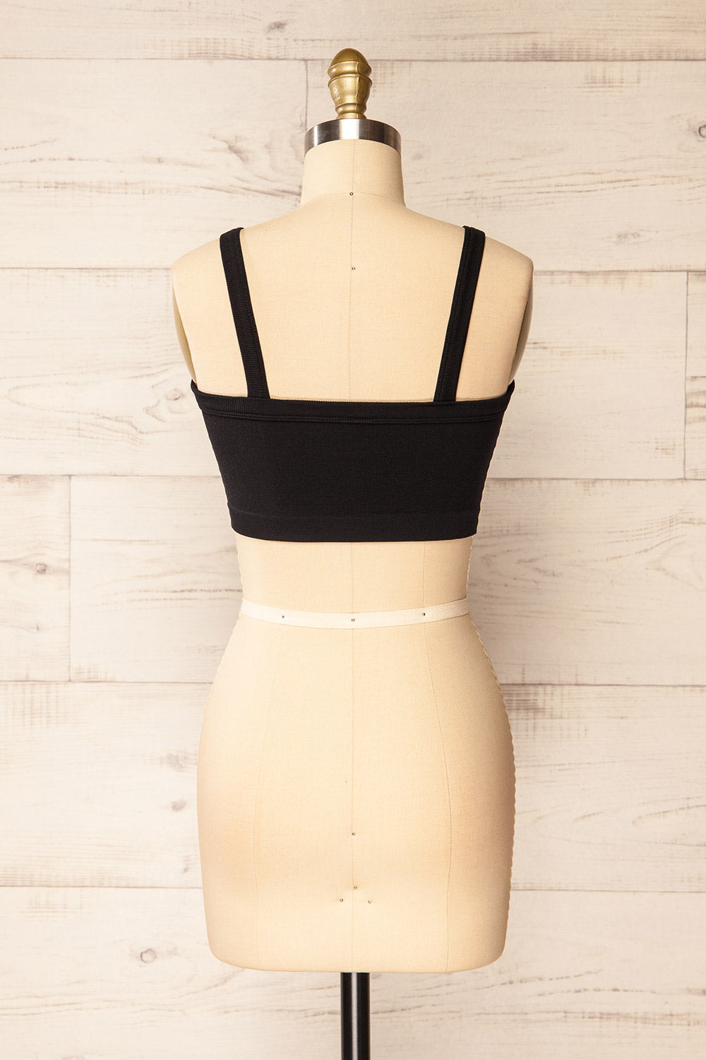 Merignas Black Cropped Ribbed Cami | La petite garçonne back view