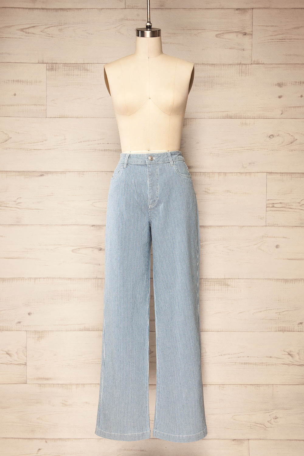 Merrick Striped High-Waisted Wide Leg Jeans | La petite garçonne front view